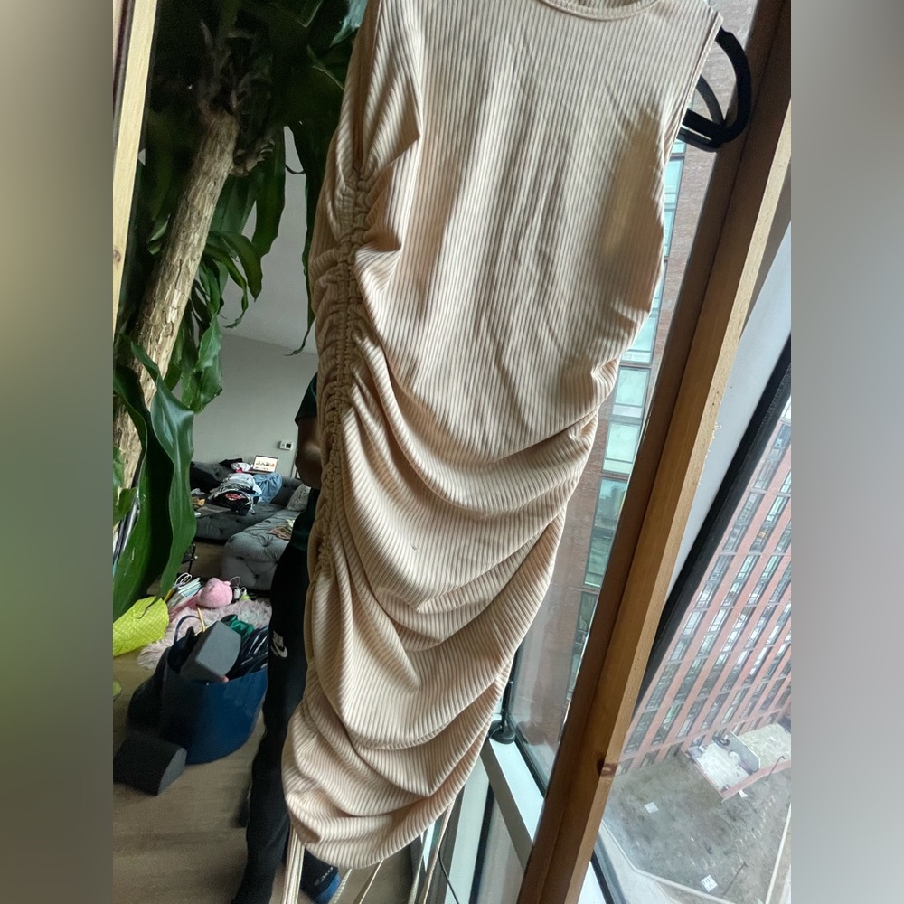 Ribbed Drawstring Side Dress - image 2